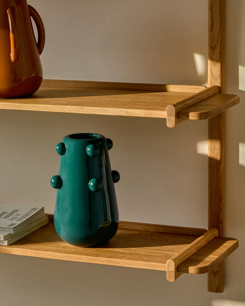 Odra vase in dark green ceramic with glossy finish 25.5cm