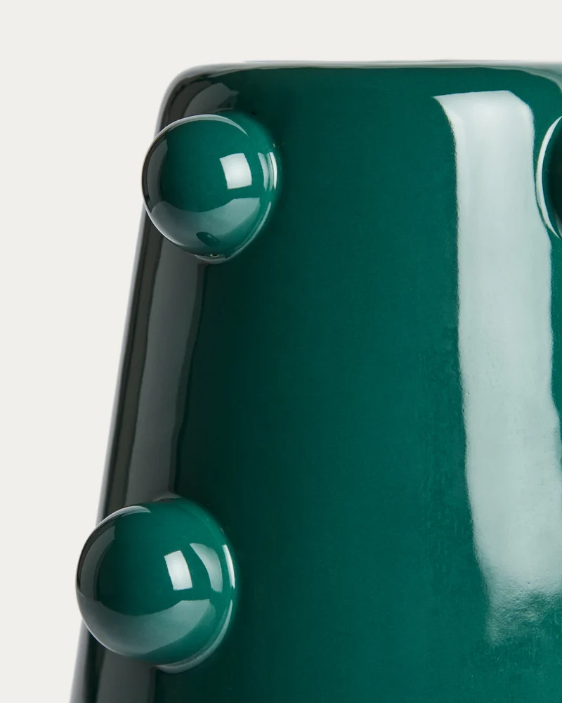Odra vase in dark green ceramic with glossy finish 25.5cm