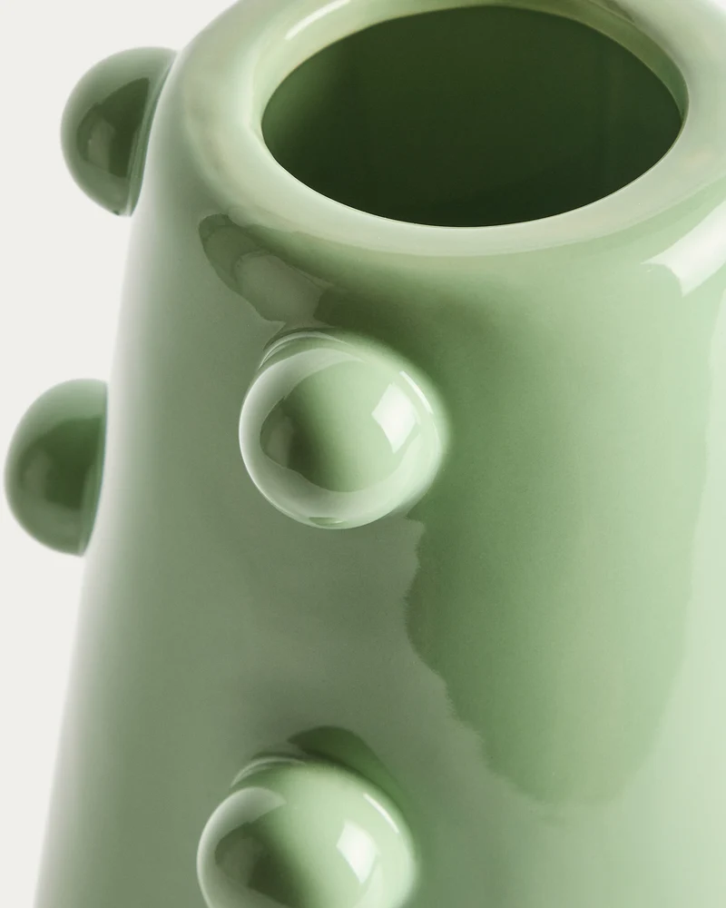 Odra vase in light green ceramic with glossy finish 25.5cm