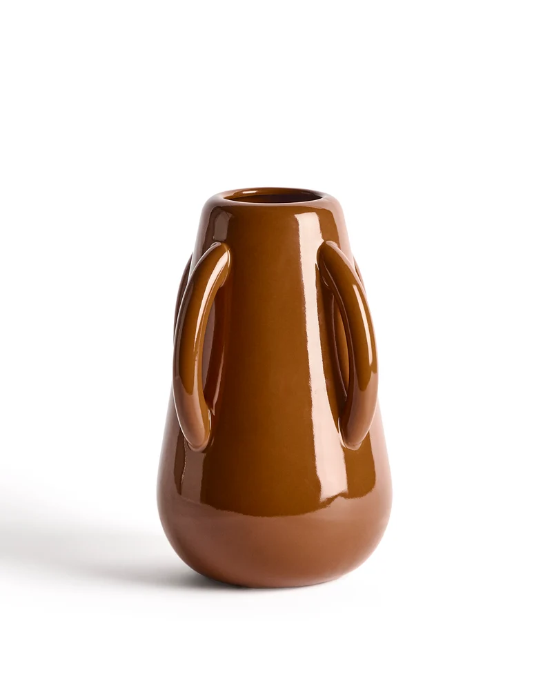 Odra vase in brown ceramic with glossy finish 25.5cm