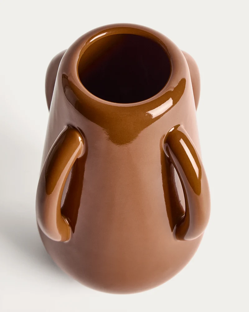 Odra vase in brown ceramic with glossy finish 25.5cm