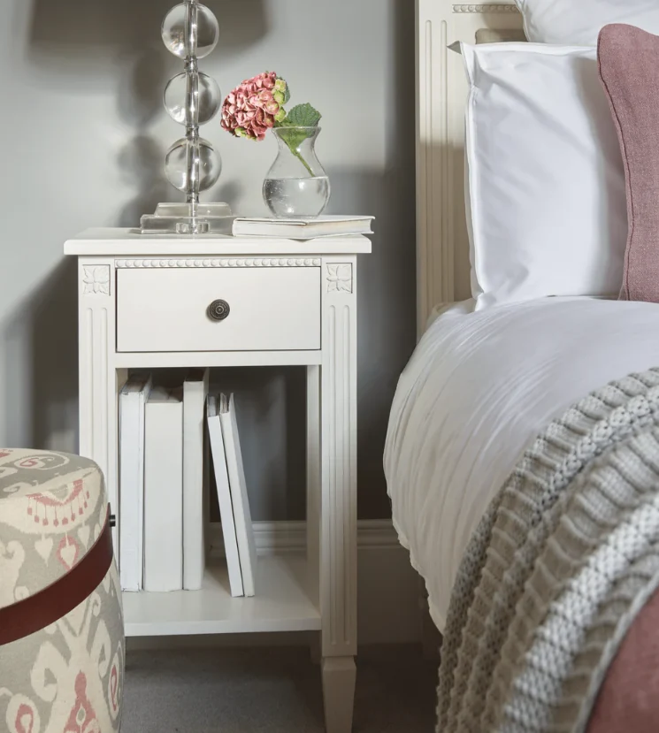 Larsson Bedside Table with Shelf, Painted