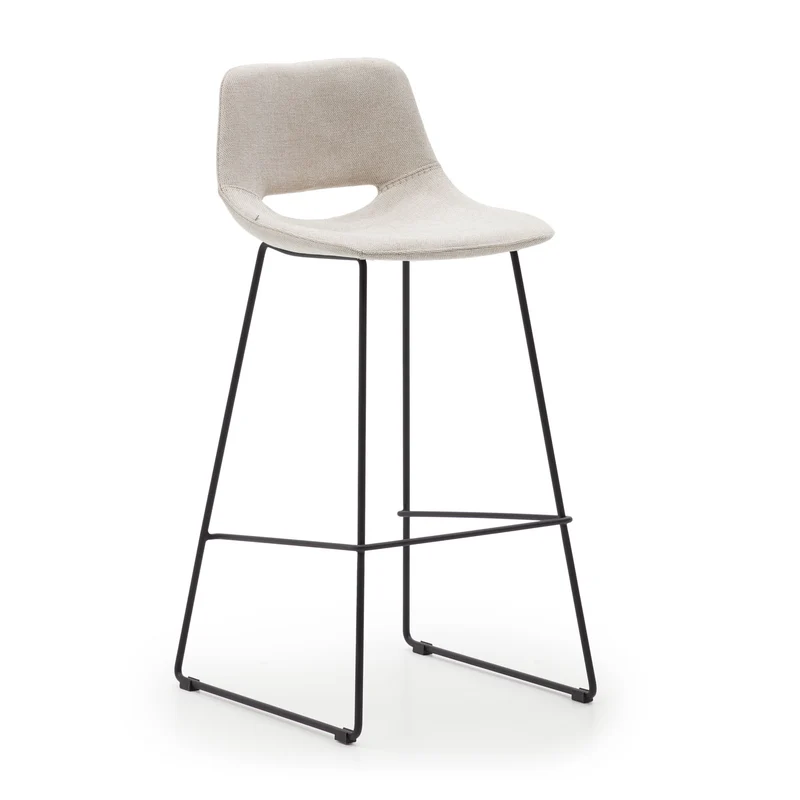 Zahara beige stool with steel in a black finish 76 cm