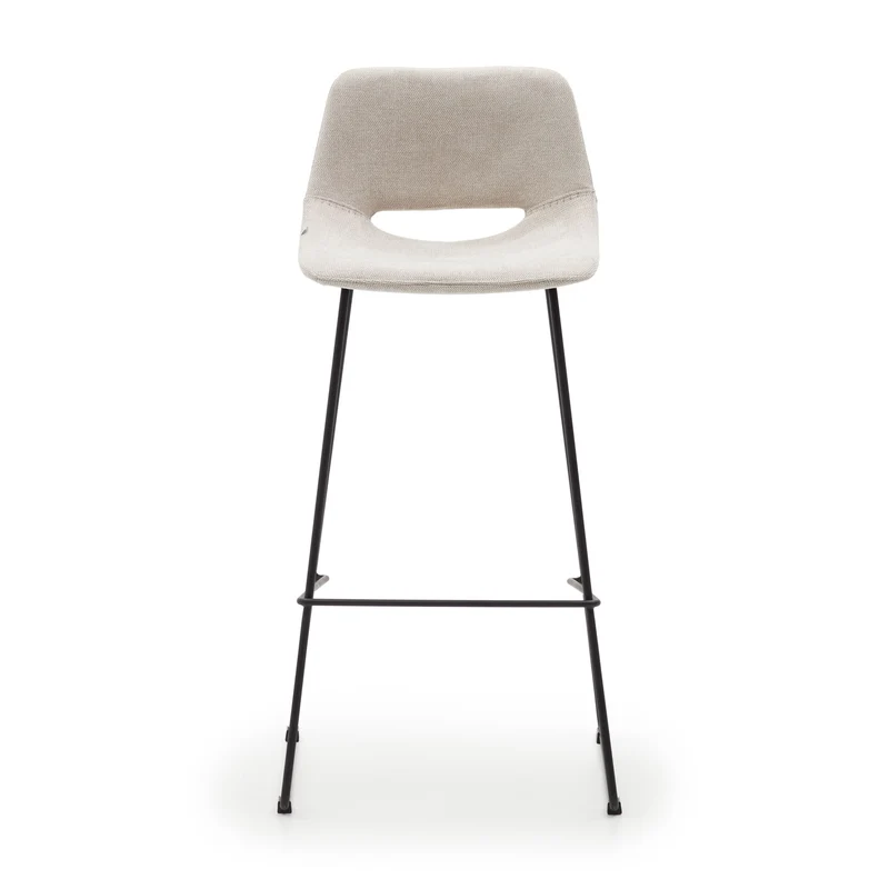 Zahara beige stool with steel in a black finish 76 cm