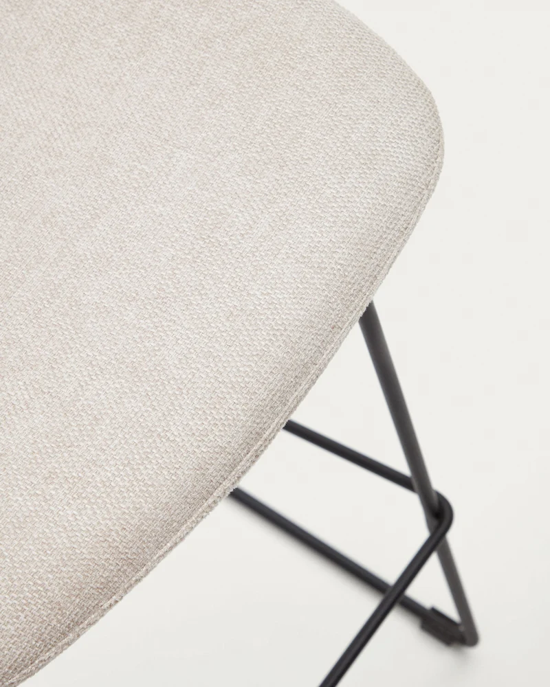 Zahara beige stool with steel in a black finish 76 cm
