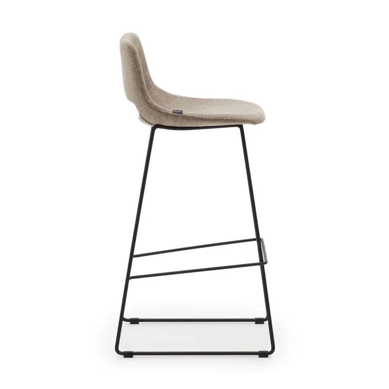 Zahara bar stool in brown with steel legs in black finish 76 cm