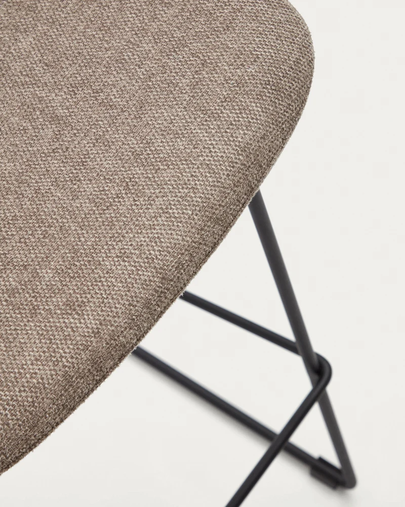 Zahara bar stool in brown with steel legs in black finish 76 cm