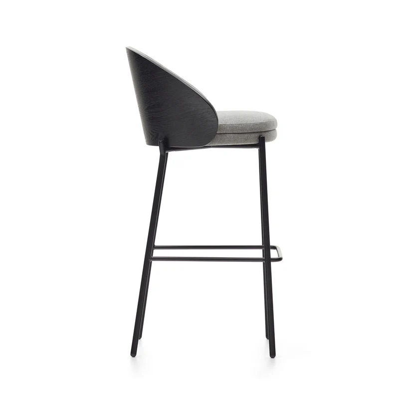 Eamy stool light grey chenille & Black 77 cm