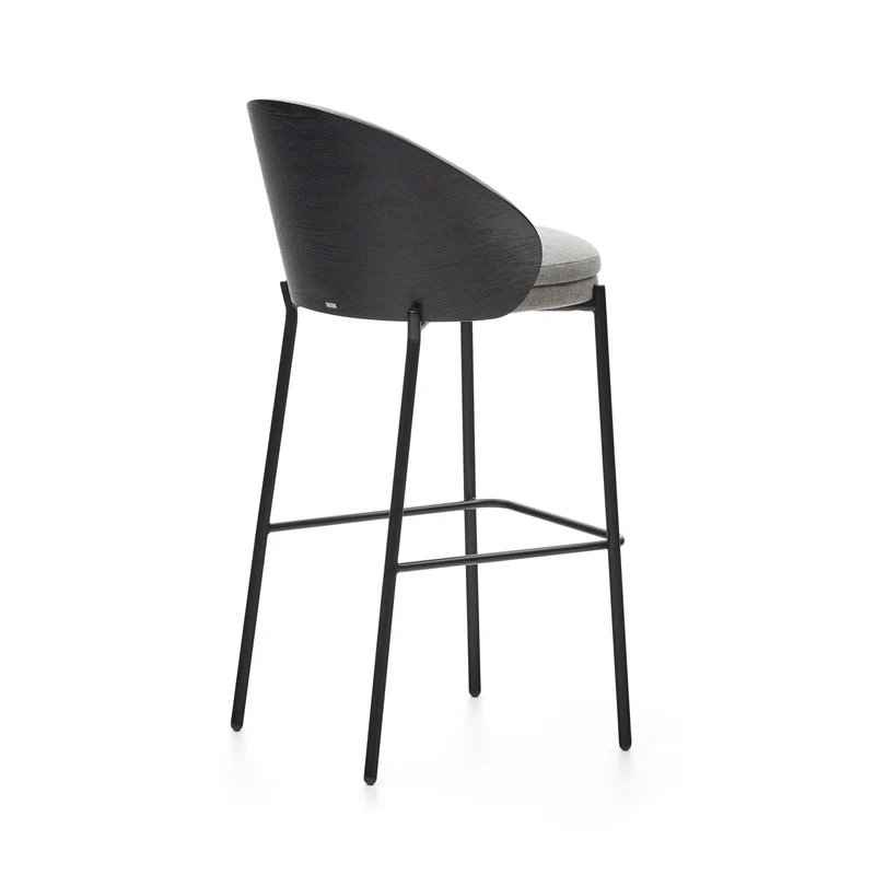 Eamy stool light grey chenille & Black 77 cm