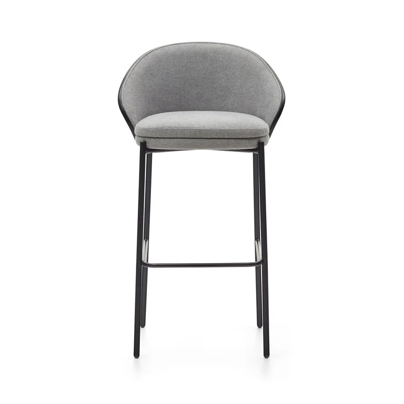 Eamy stool light grey chenille & Black 77 cm