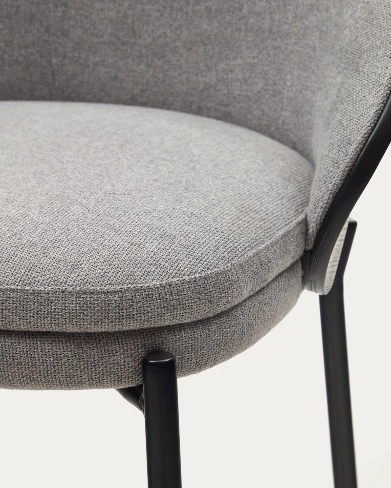 Eamy stool light grey chenille & Black 77 cm