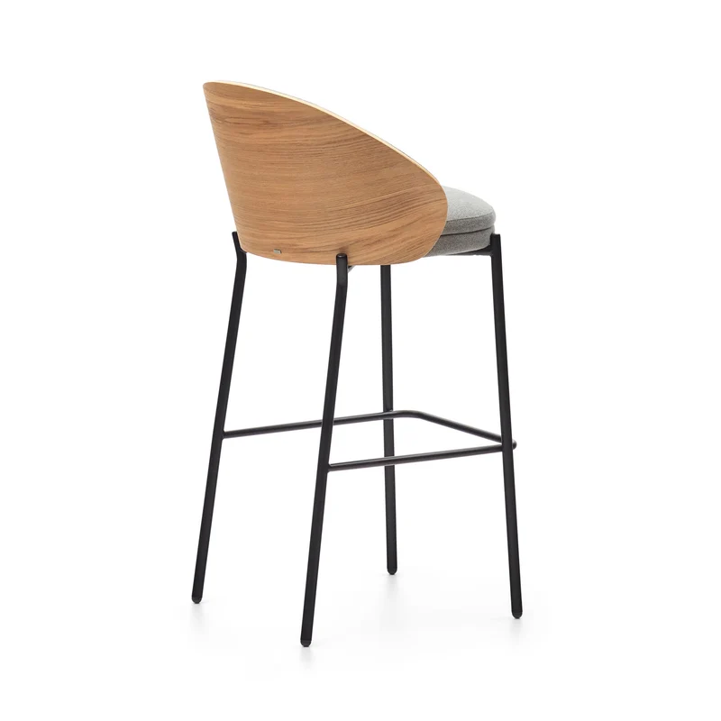 Eamy stool light grey chenille & Natural 77 cm