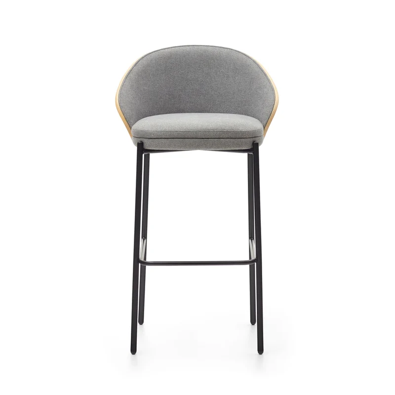 Eamy stool light grey chenille & Natural 77 cm