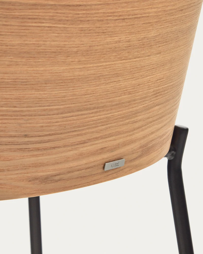 Eamy stool light grey chenille & Natural 77 cm