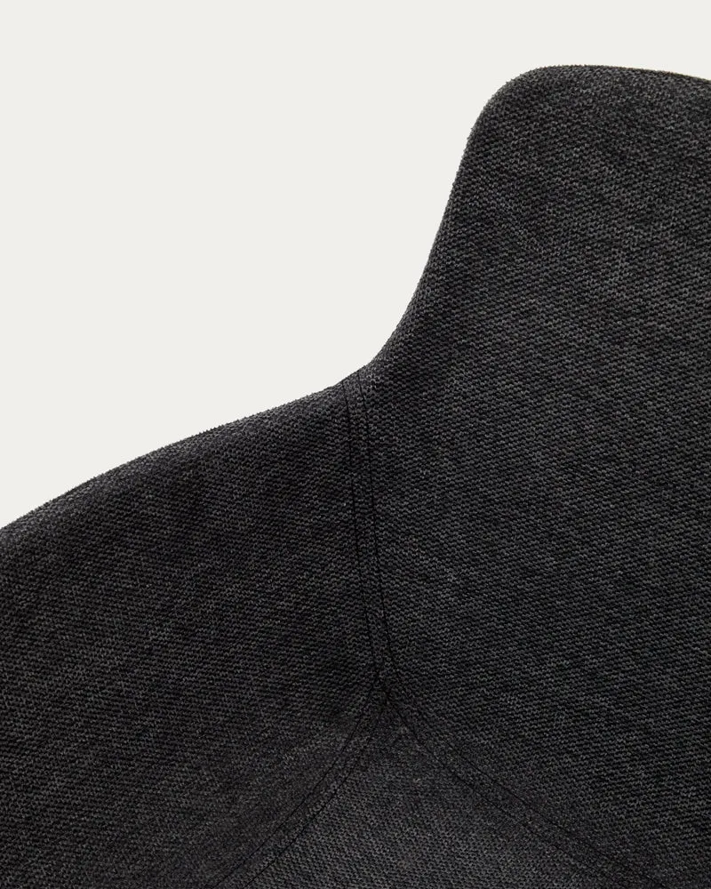 Tissiana self-centring swivel chair in dark grey chenille and matte black aluminium
