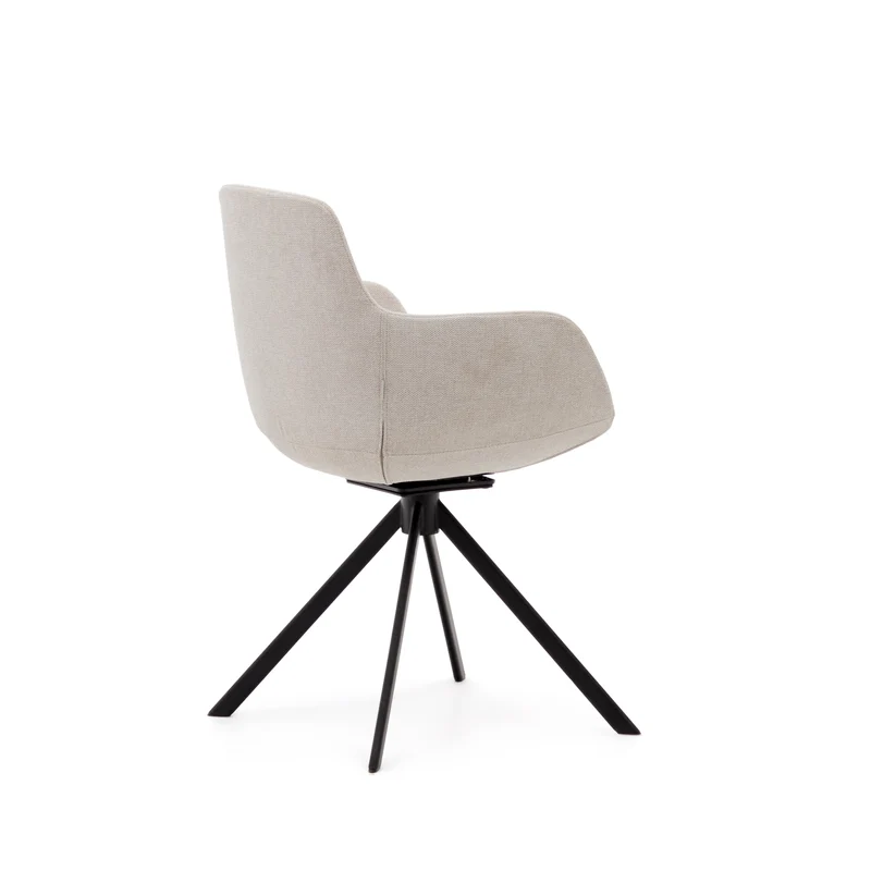 Tissiana self-centring swivel chair in beige chenille and matte black aluminium