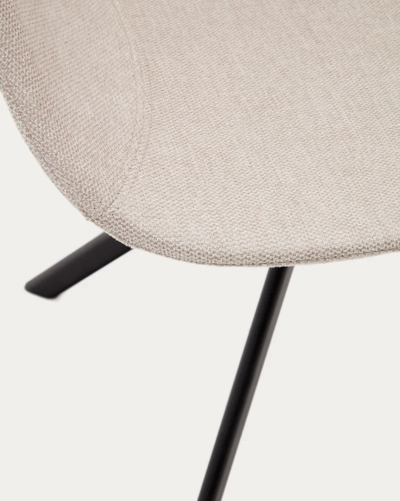 Tissiana self-centring swivel chair in beige chenille and matte black aluminium