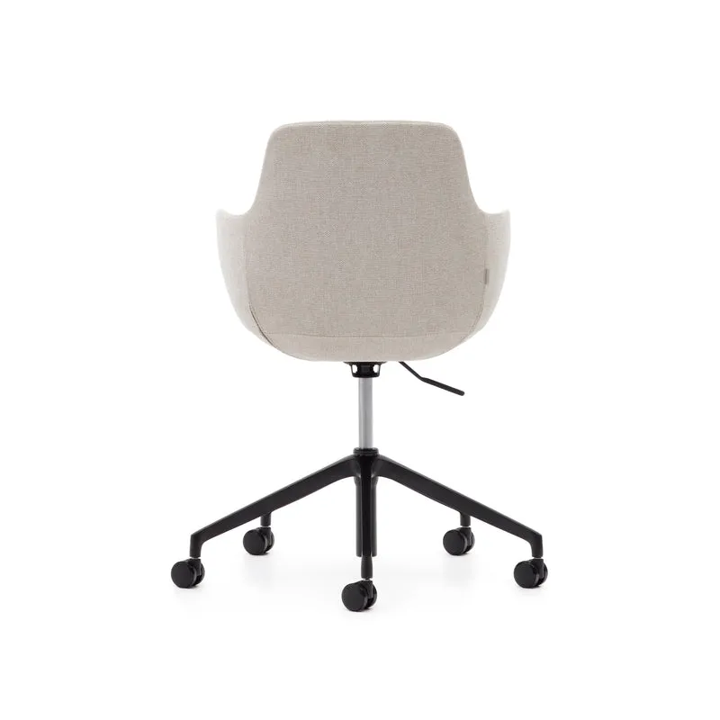 Tissiana beige and aluminium desk chair with matt black finish