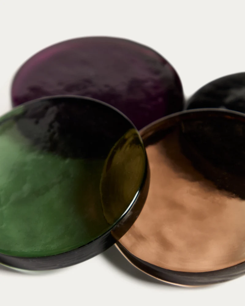Obila set of 4 multicoloured recycled glass coasters