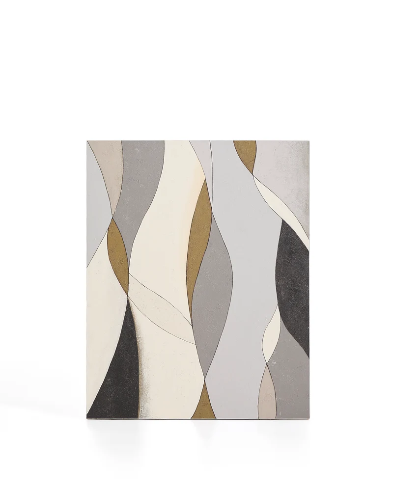 Marvilo grey and mustard abstract canvas 80 x 100cm