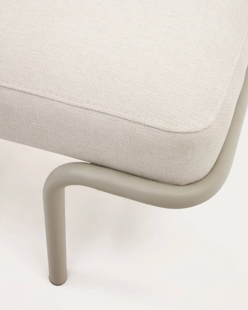 Compo bench in beige chenille and beige metal structure, 130 cm