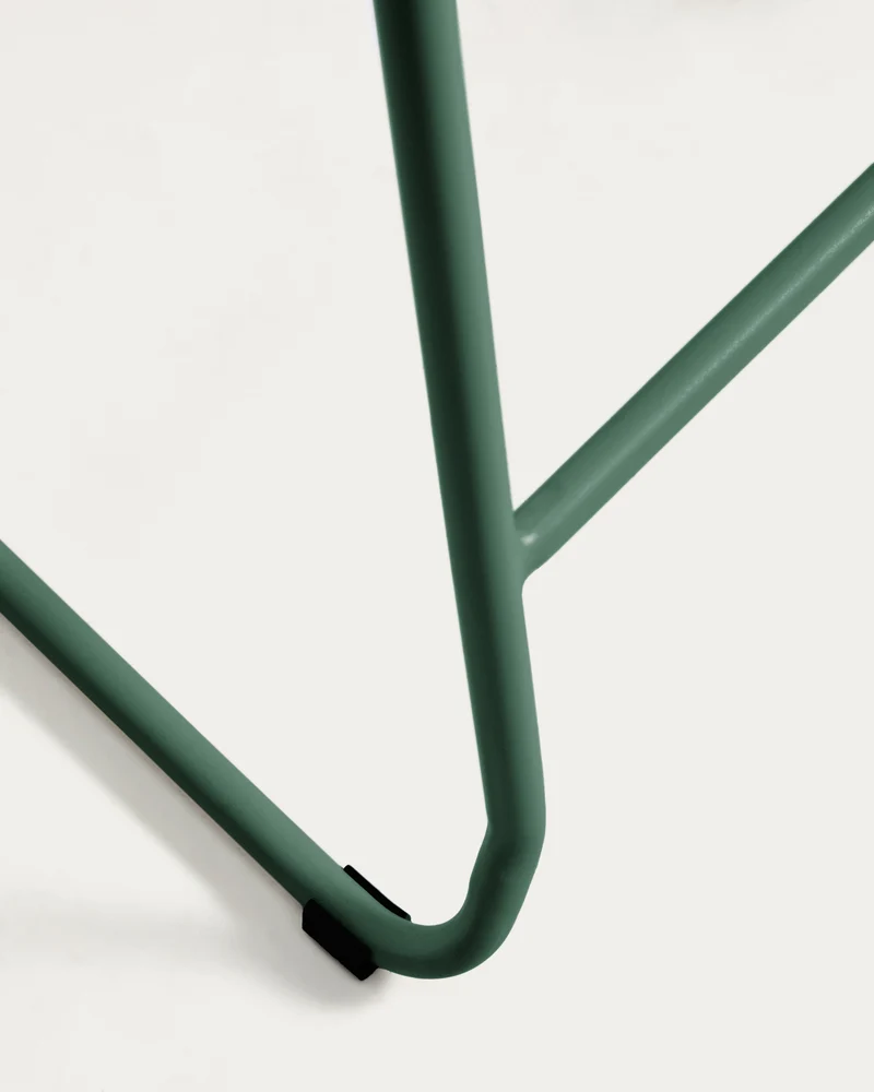 Meli stackable stool in green chenille with green metal legs 65cm