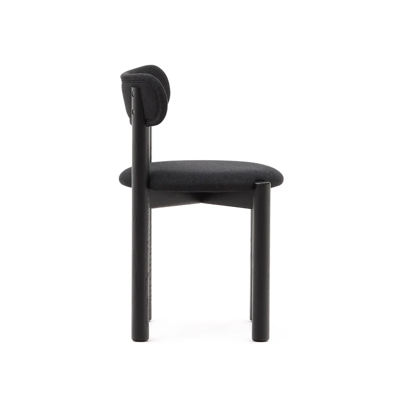 Nebai chair in black chenille with a solid oak wood structure and black finish FSC MIX Credit