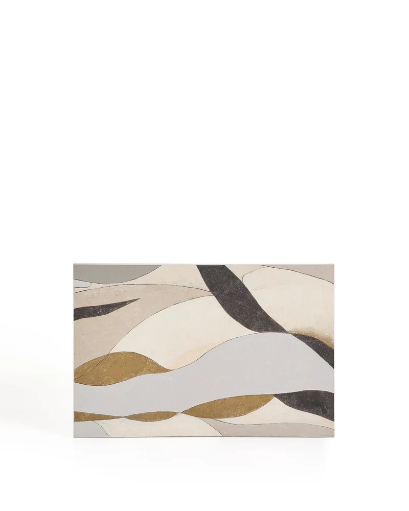 Marvilo grey and mustard abstract canvas 60 x 90cm