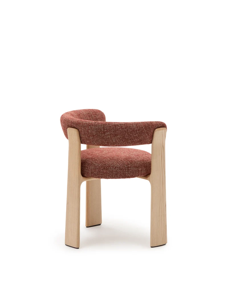 Granite 3-legged chair terracotta chenille & ash
