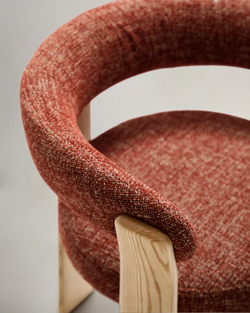 Granite 3-legged chair terracotta chenille & ash