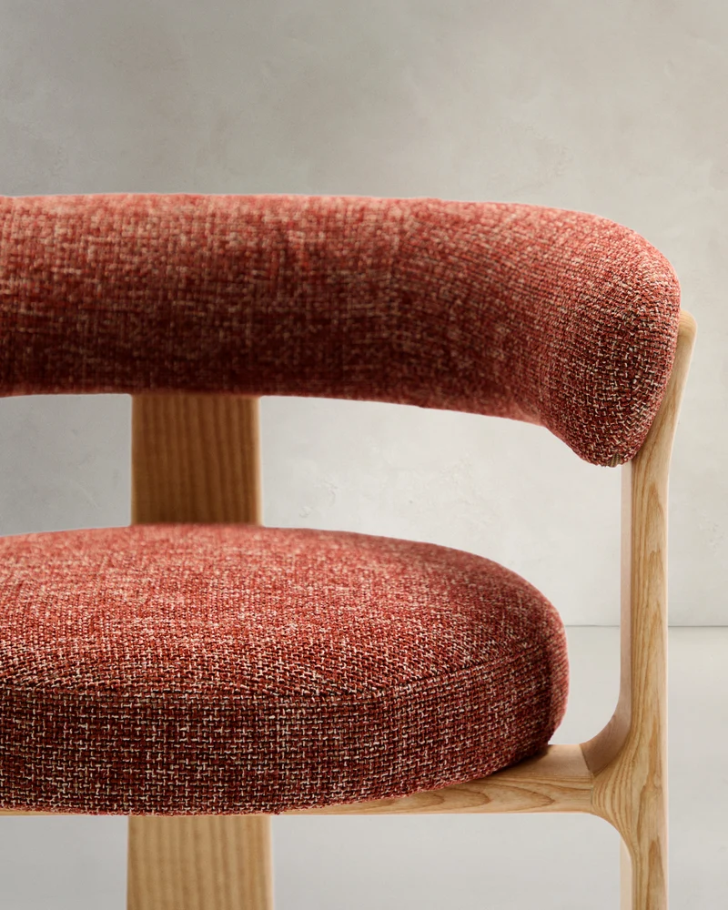 Granite 3-legged chair terracotta chenille & ash