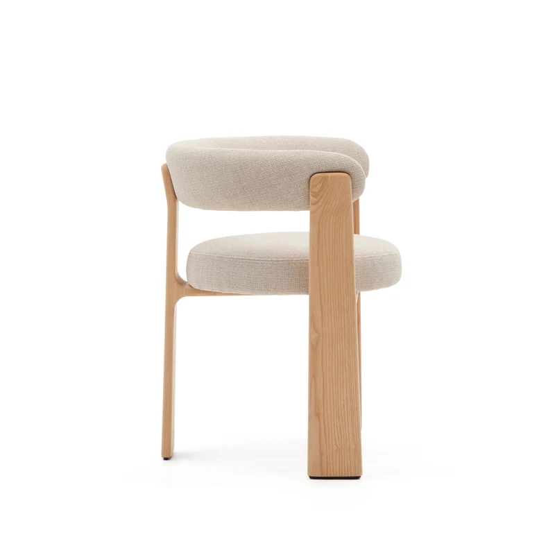 Granite 3-legged chair in beige chenille & ash