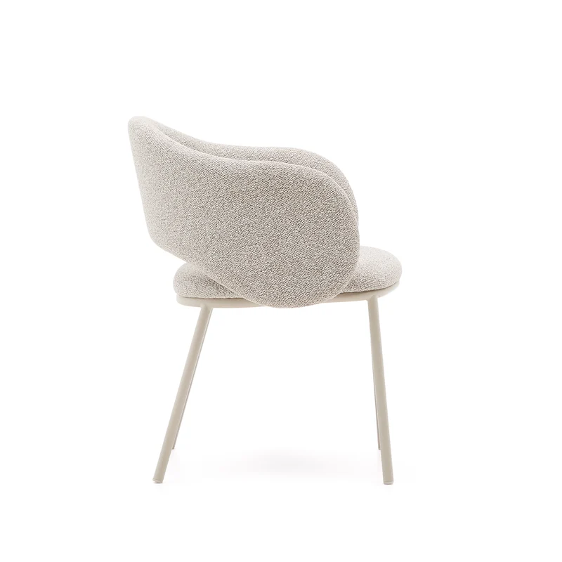 Maina chair in thick beige chenille and steel legs in a beige finish, FSC Mix Credit