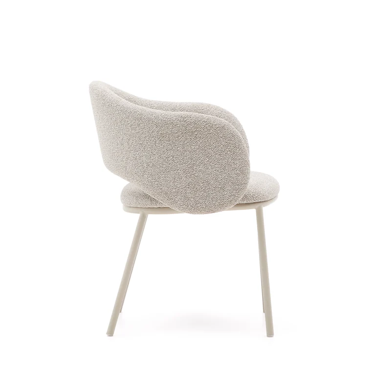 Maina chair in thick beige chenille and steel legs in a beige finish, FSC Mix Credit