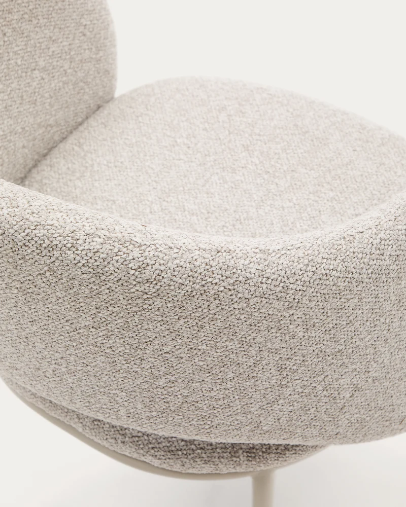 Maina chair in thick beige chenille and steel legs in a beige finish, FSC Mix Credit