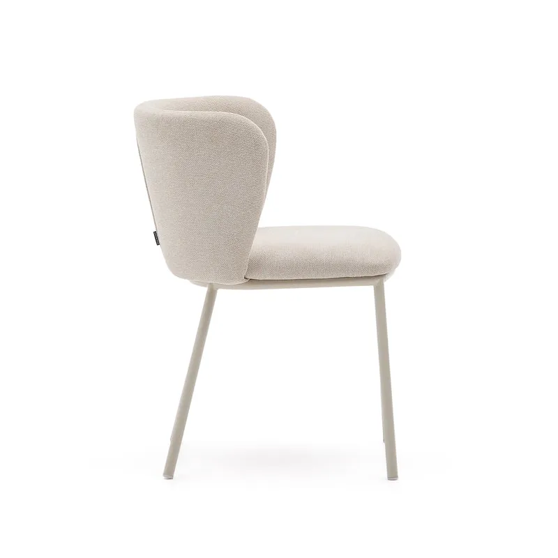 Ciselia chair in beige chenille and beige legs