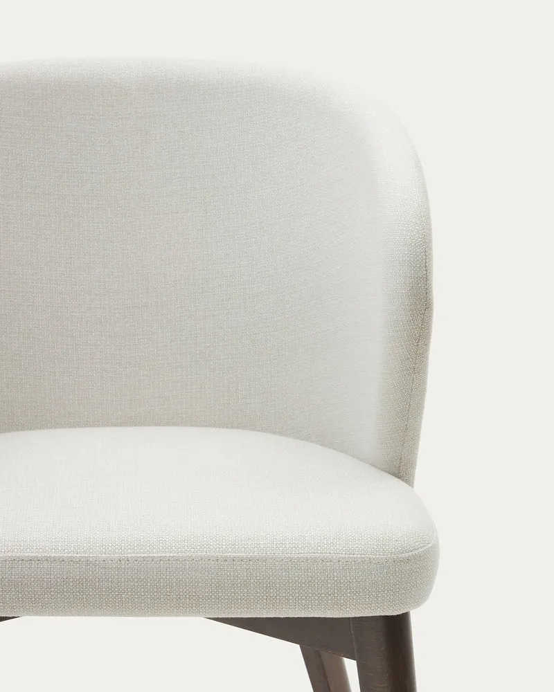 Darice chair in beige chenille and solid beech wood in a walnut finish