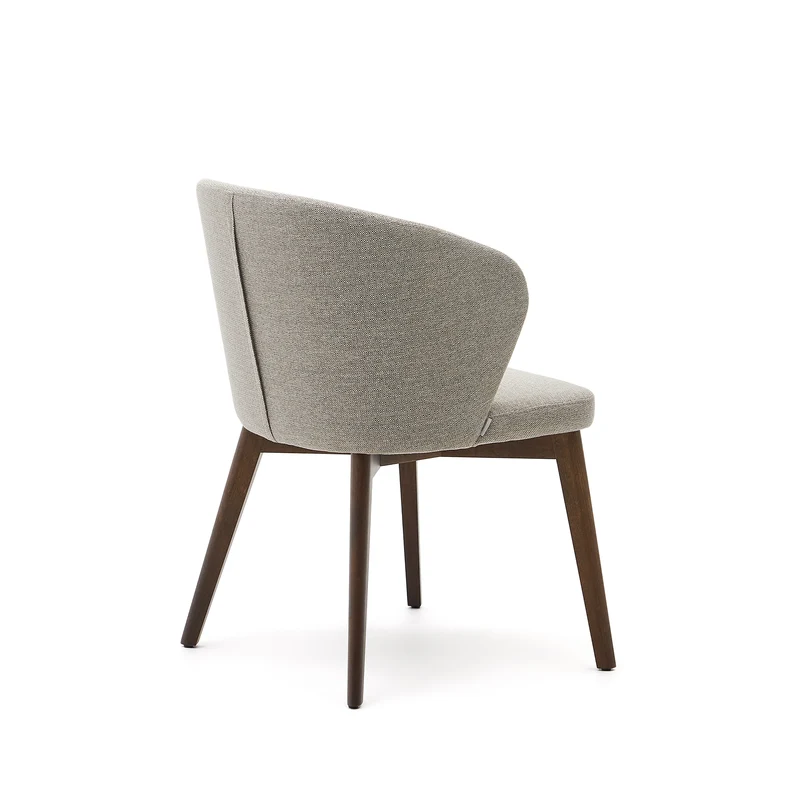 Darice chair in brown chenille and solid beech wood in a walnut finish