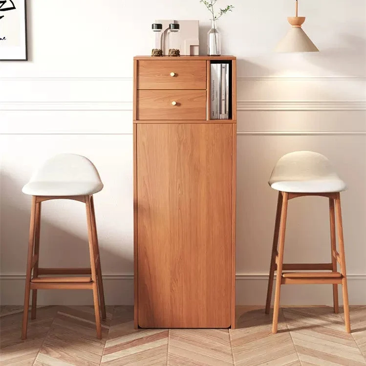 Table de bar à vin pliante avec casier à vin coulissant