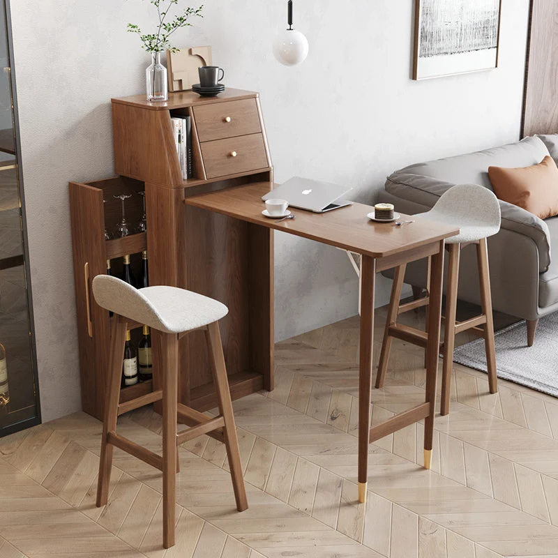 Table de bar à vin pliante avec casier à vin coulissant