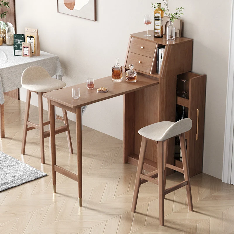 Table de bar à vin pliante avec casier à vin coulissant