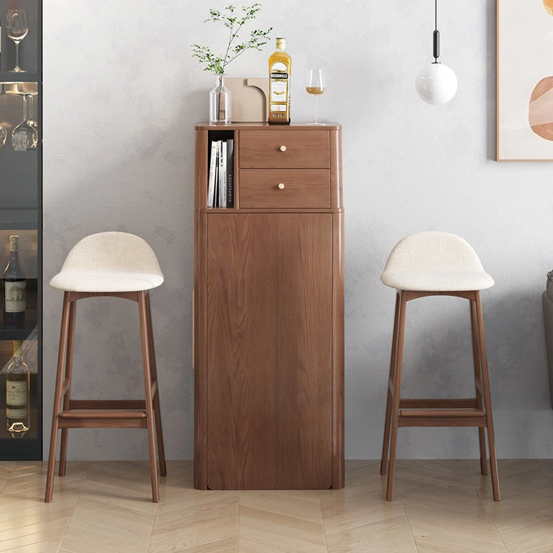 Table de bar à vin pliante avec casier à vin coulissant