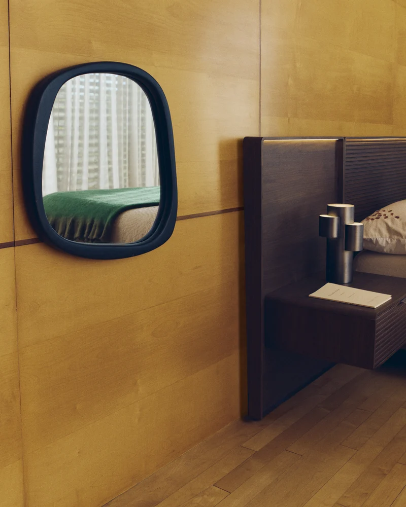 Alura black teak wood mirror 45,5 x 47 cm FSC 100%
