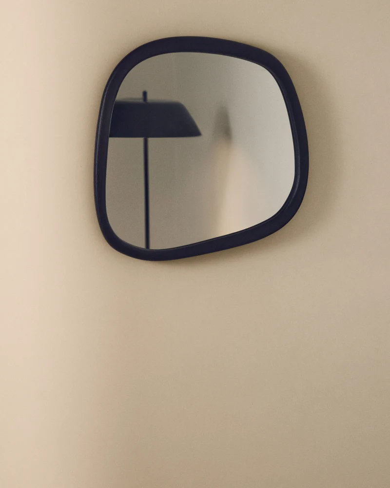 Alura black teak wood mirror 45,5 x 47 cm FSC 100%