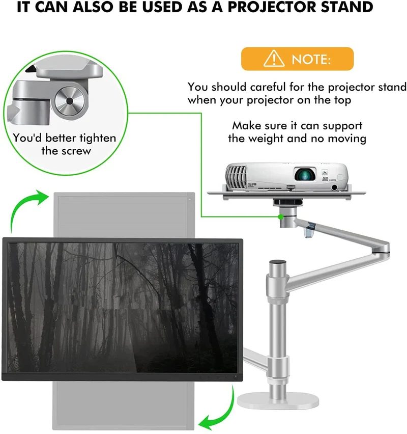 Moniteur à double bras réglable 2 en 1 et support pour ordinateur portable