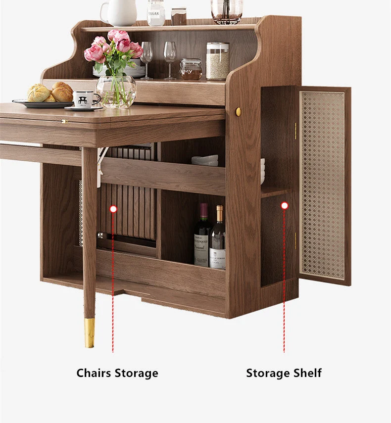 Table de salle à manger multifonctionnelle pliante peu encombrante améliorée avec 4 chaises pliantes
