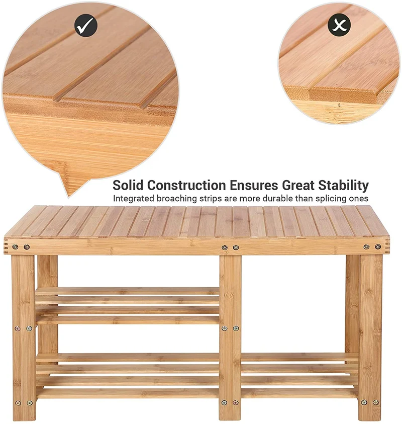 Étagère multifonctionnelle en bambou pour étagère à chaussures