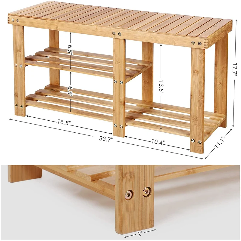 Étagère multifonctionnelle en bambou pour étagère à chaussures