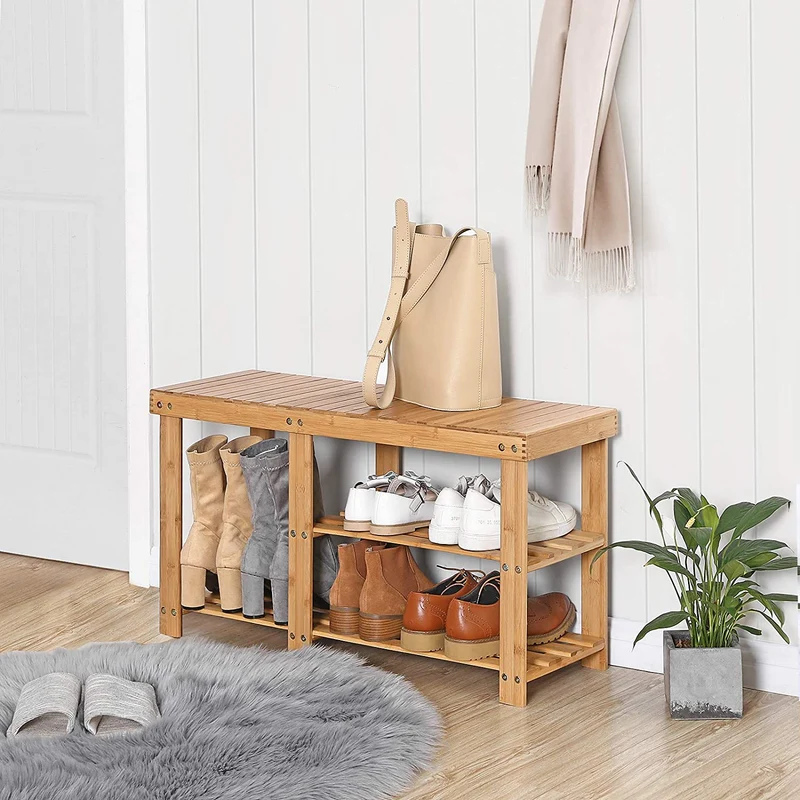 Étagère multifonctionnelle en bambou pour étagère à chaussures