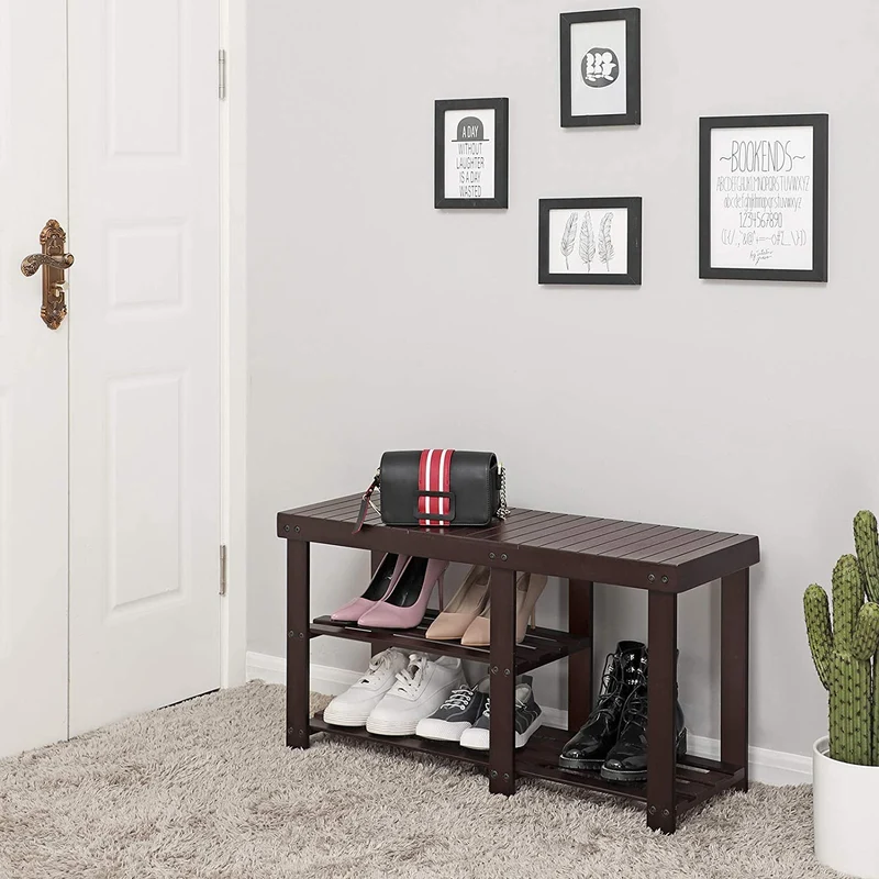 Étagère multifonctionnelle en bambou pour étagère à chaussures